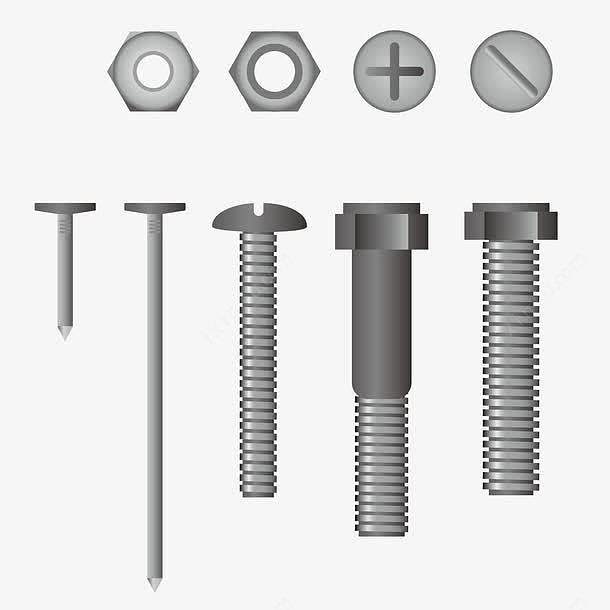 螺絲釘高清素材 3D金屬質(zhì)螺母與螺釘?shù)乃囆g(shù)裝飾應(yīng)用